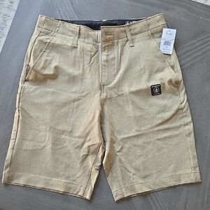 Volcom Men's Beige Flat Front Shorts 28